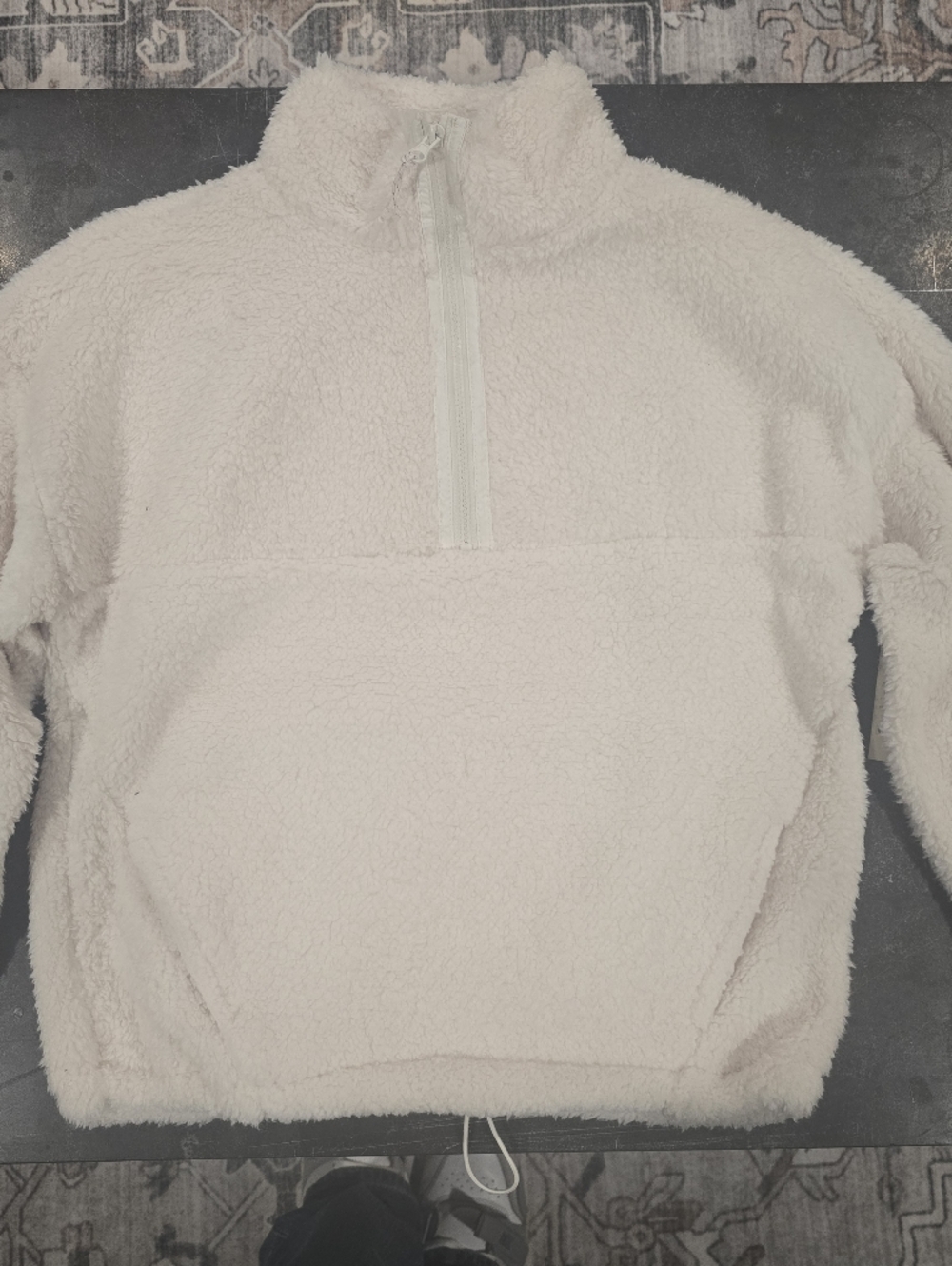 No Boundaries Cream Teddy Sherpa Quarter-Zip Pullover Jacket